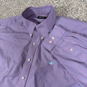 Southern Marsh Shirt Mens 2XL Purple Stripe Performance Button Down Long Sleeve